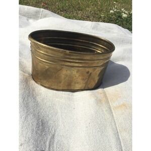 Vintage 7” brass oval planter plant gold farmhouse country millennial patina